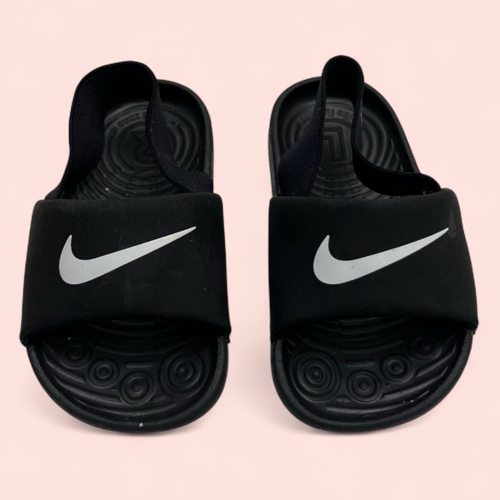 6C Nike Kawa Black & White Toddler Boy Toddler Girl Nike Sandals Slides Unisex - Picture 6 of 6